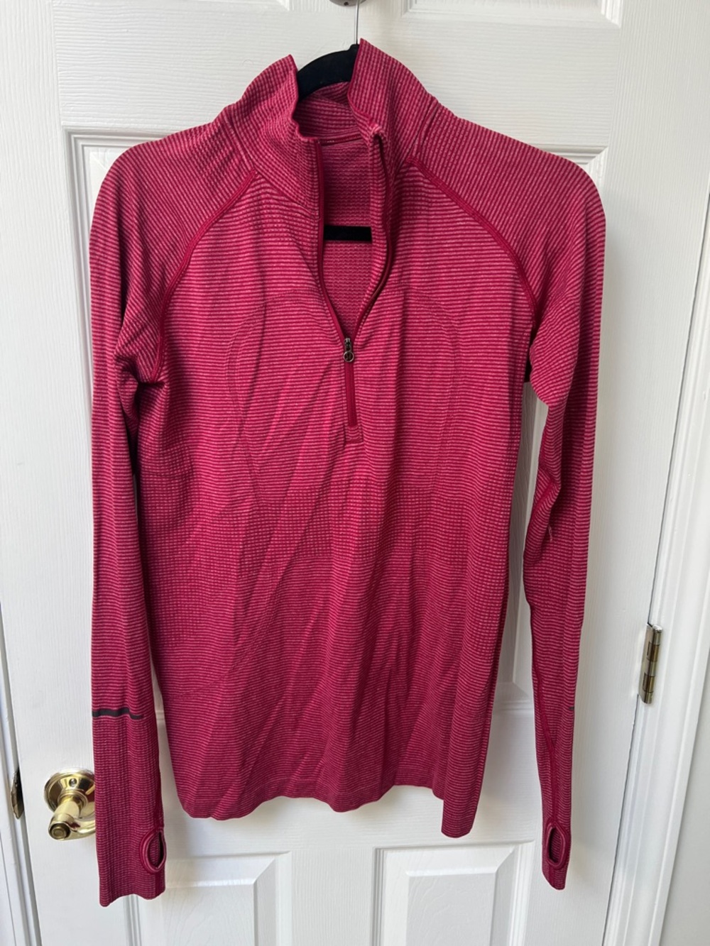 lululemon athletica Raspberry Stripe Half-Zip Long Sleeve Top